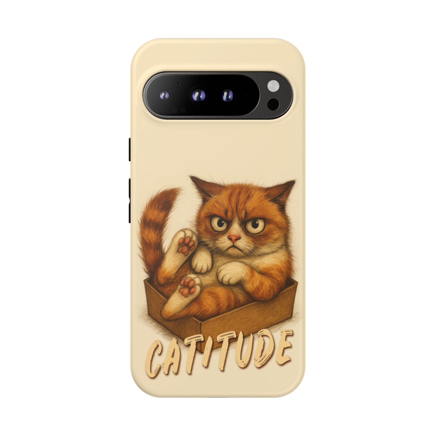 Grumpy Ginger Cat Phone Case CATITUDE in a Box
