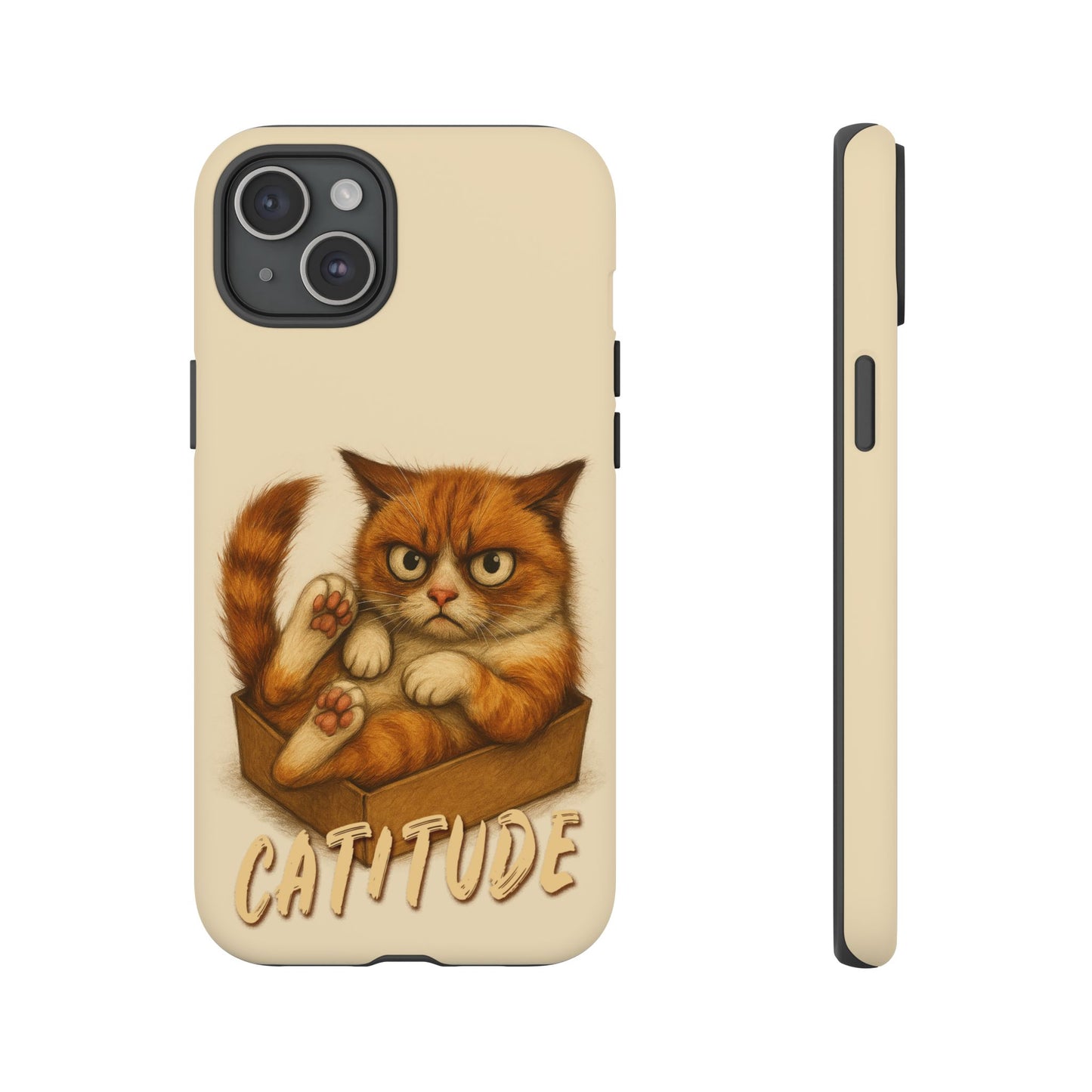 Grumpy Ginger Cat Phone Case CATITUDE in a Box