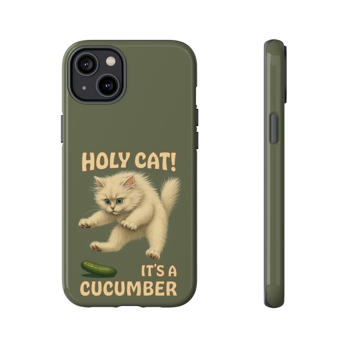 Holy Cat! It's a Cucumber – Funny Jumping Cat Phone Case