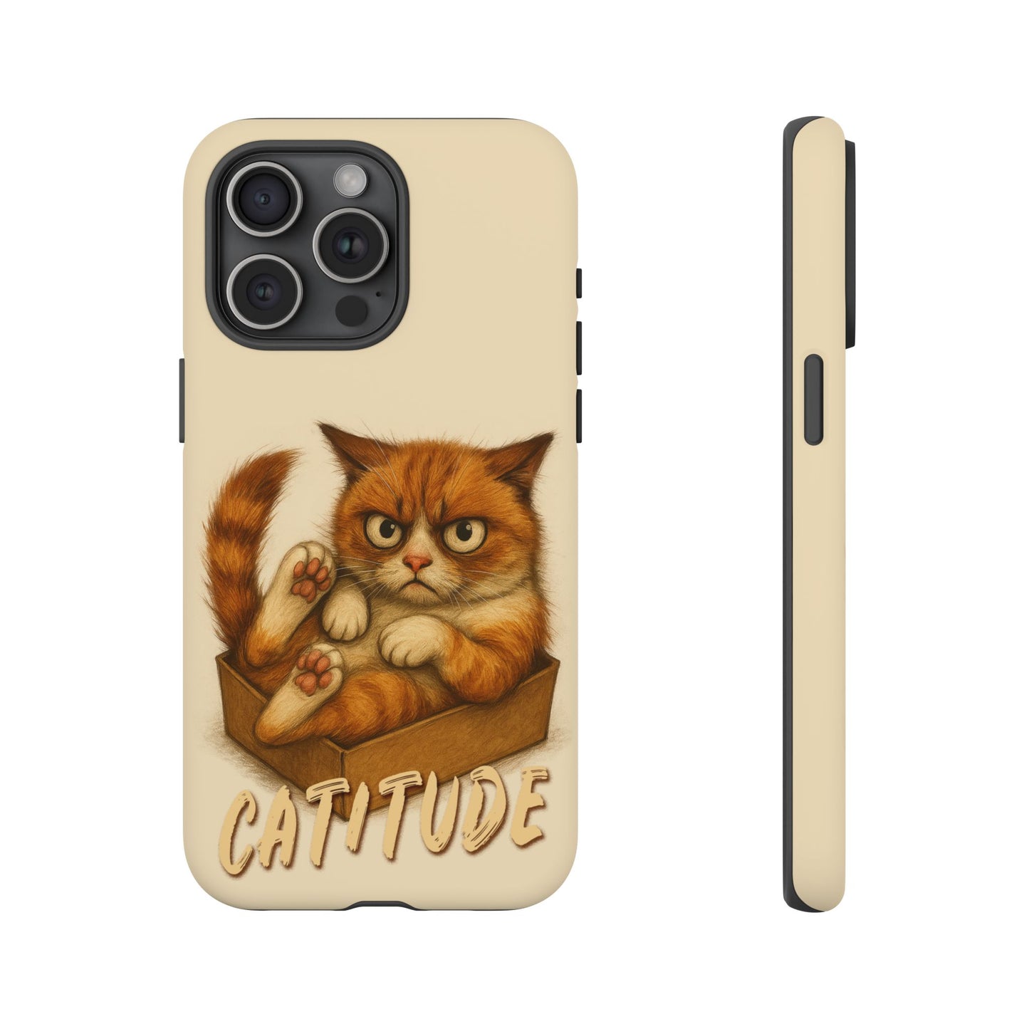 Grumpy Ginger Cat Phone Case CATITUDE in a Box