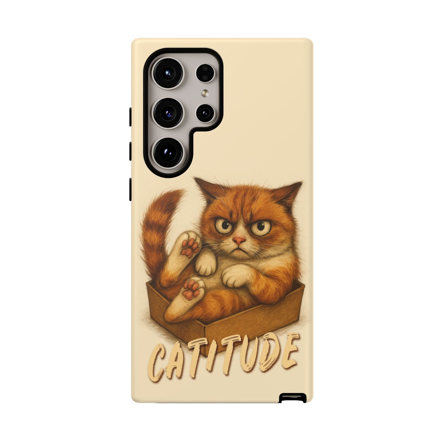 Grumpy Ginger Cat Phone Case CATITUDE in a Box