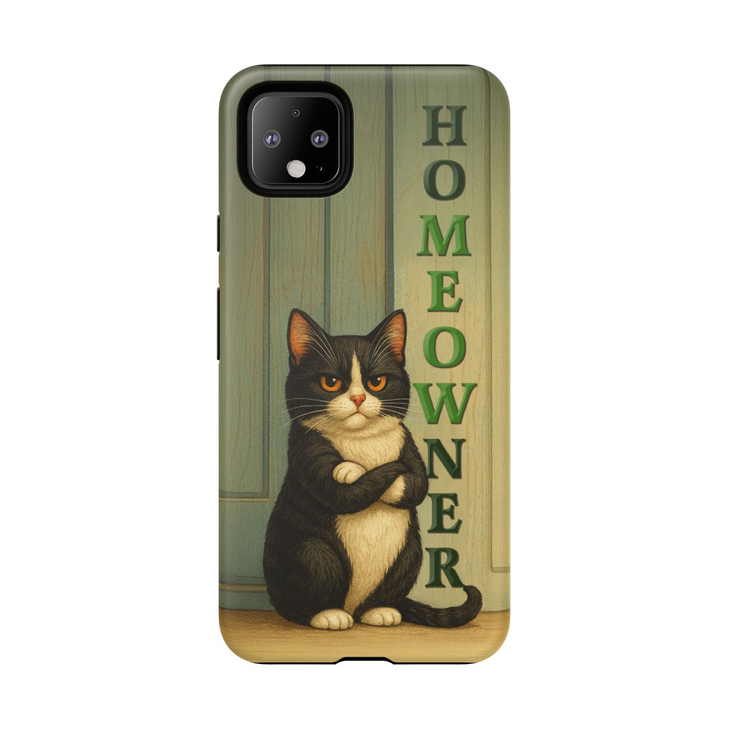 Proud Cat Homeowner Phone Case – Funny Black & White Cat Design