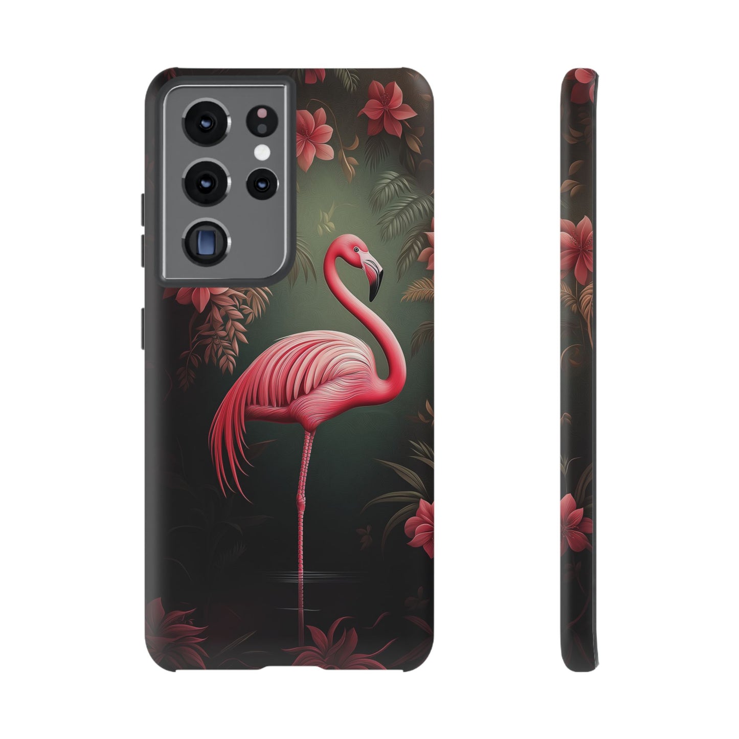 Pink Flamingo and Dark Floral Design, Patrick Brown Style