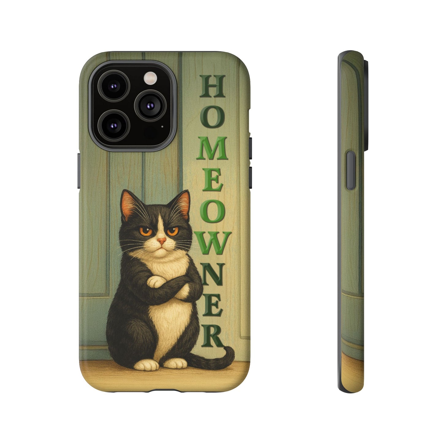 Proud Cat Homeowner Phone Case – Funny Black & White Cat Design