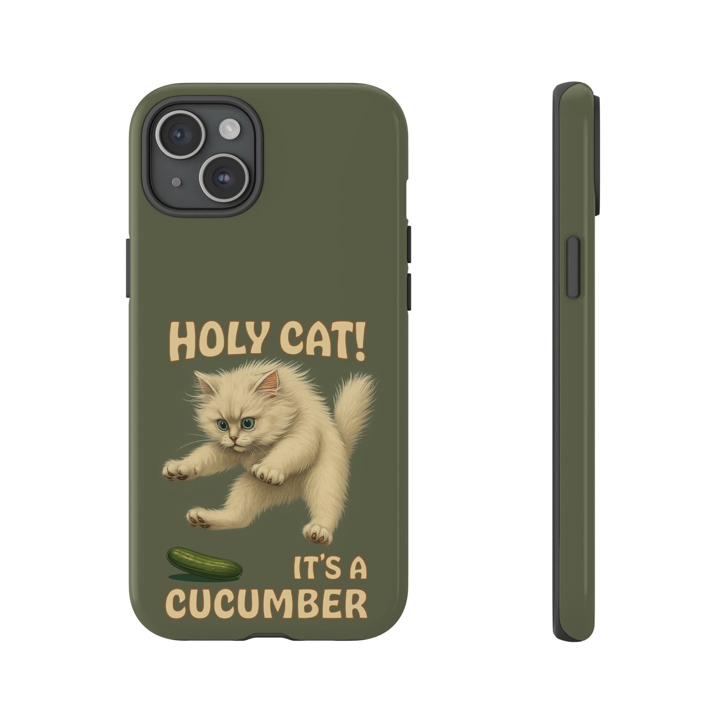 Holy Cat! It's a Cucumber – Funny Jumping Cat Phone Case