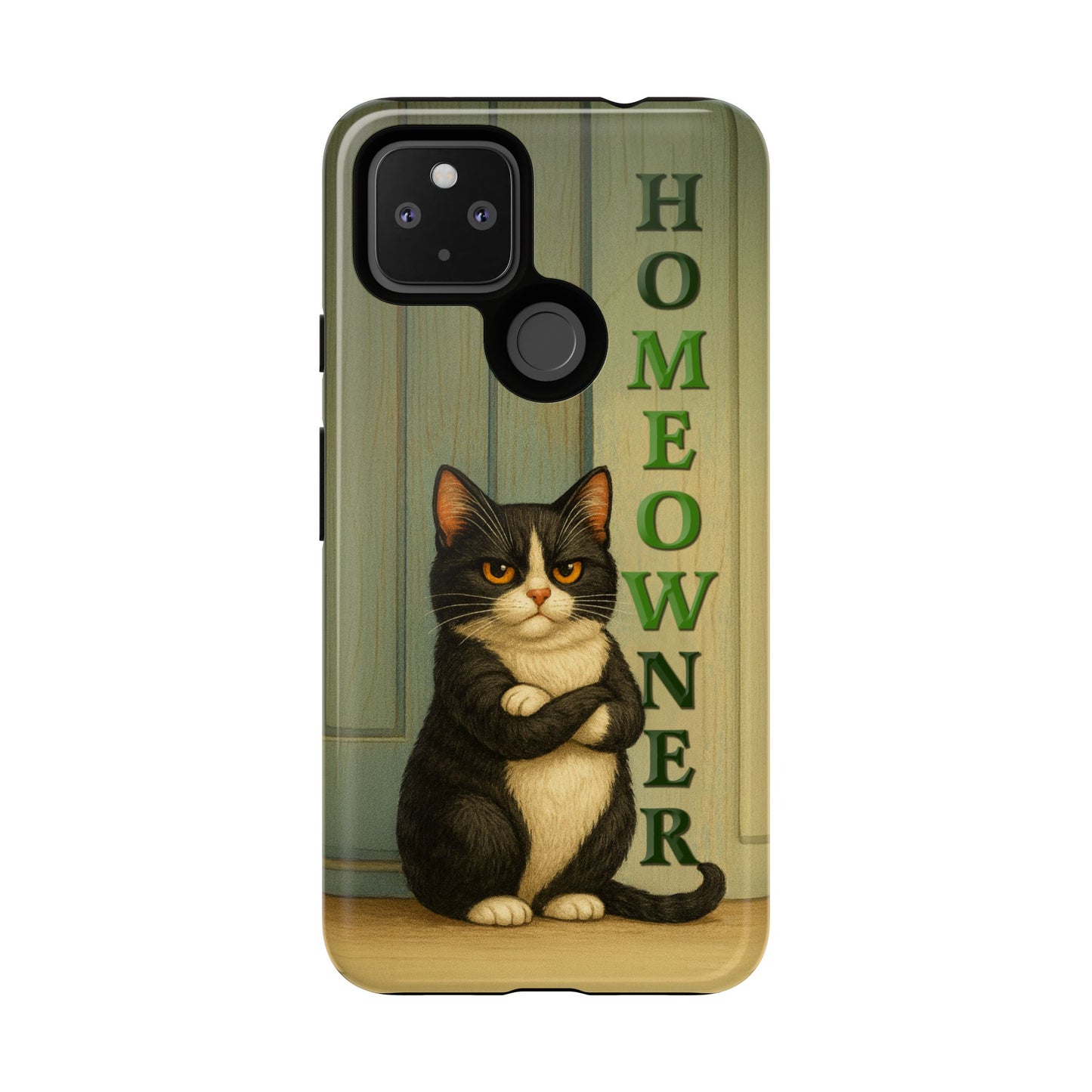 Proud Cat Homeowner Phone Case – Funny Black & White Cat Design