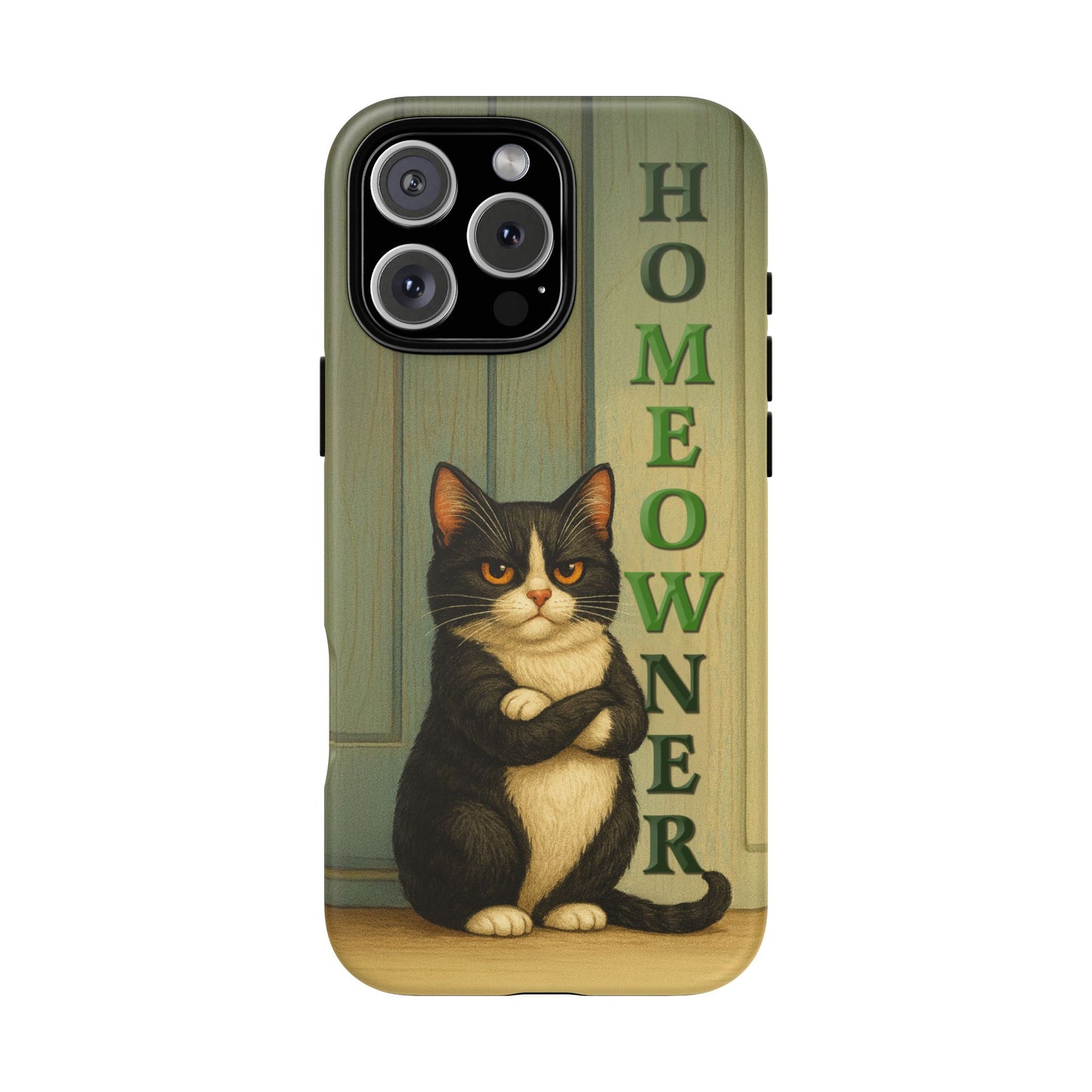 Proud Cat Homeowner Phone Case – Funny Black & White Cat Design