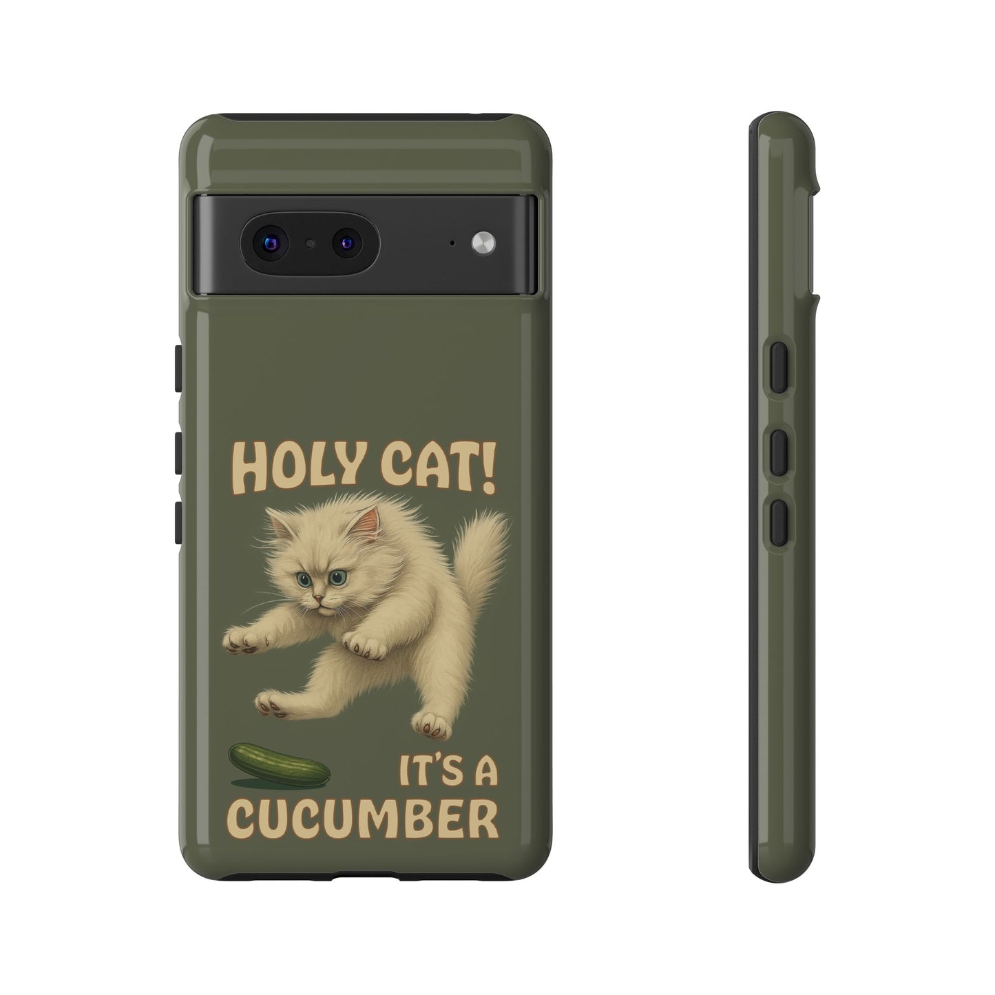 Holy Cat! It's a Cucumber – Funny Jumping Cat Phone Case