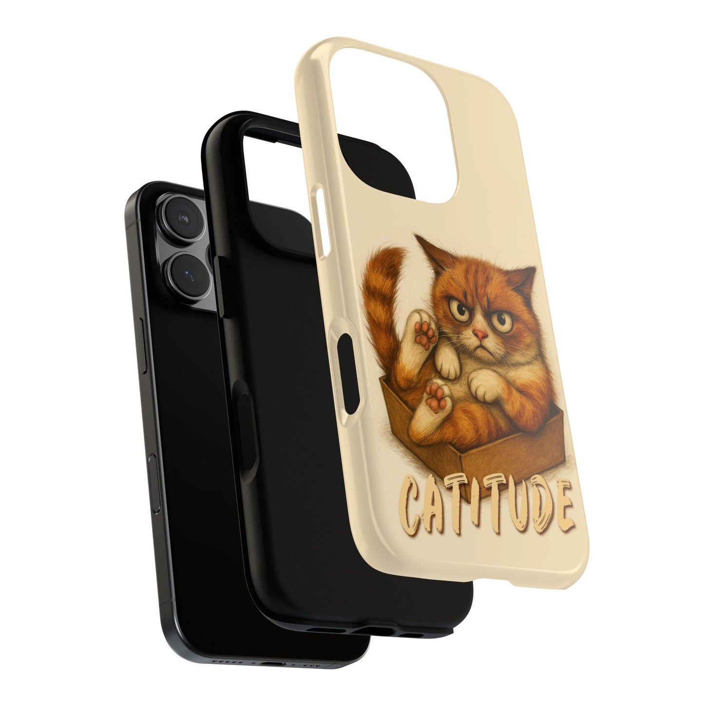 Grumpy Ginger Cat Phone Case CATITUDE in a Box