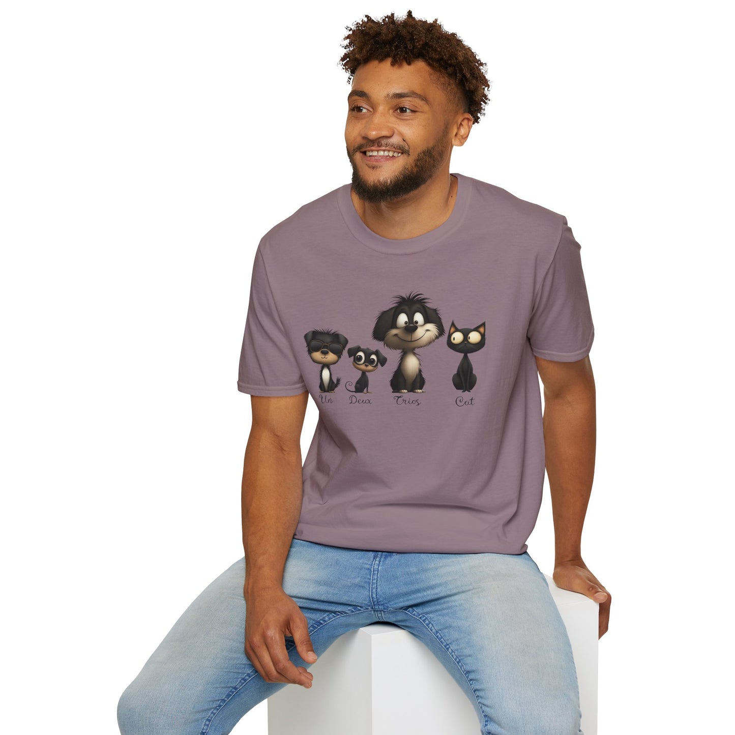 French Numbers Cat Dog T-Shirt