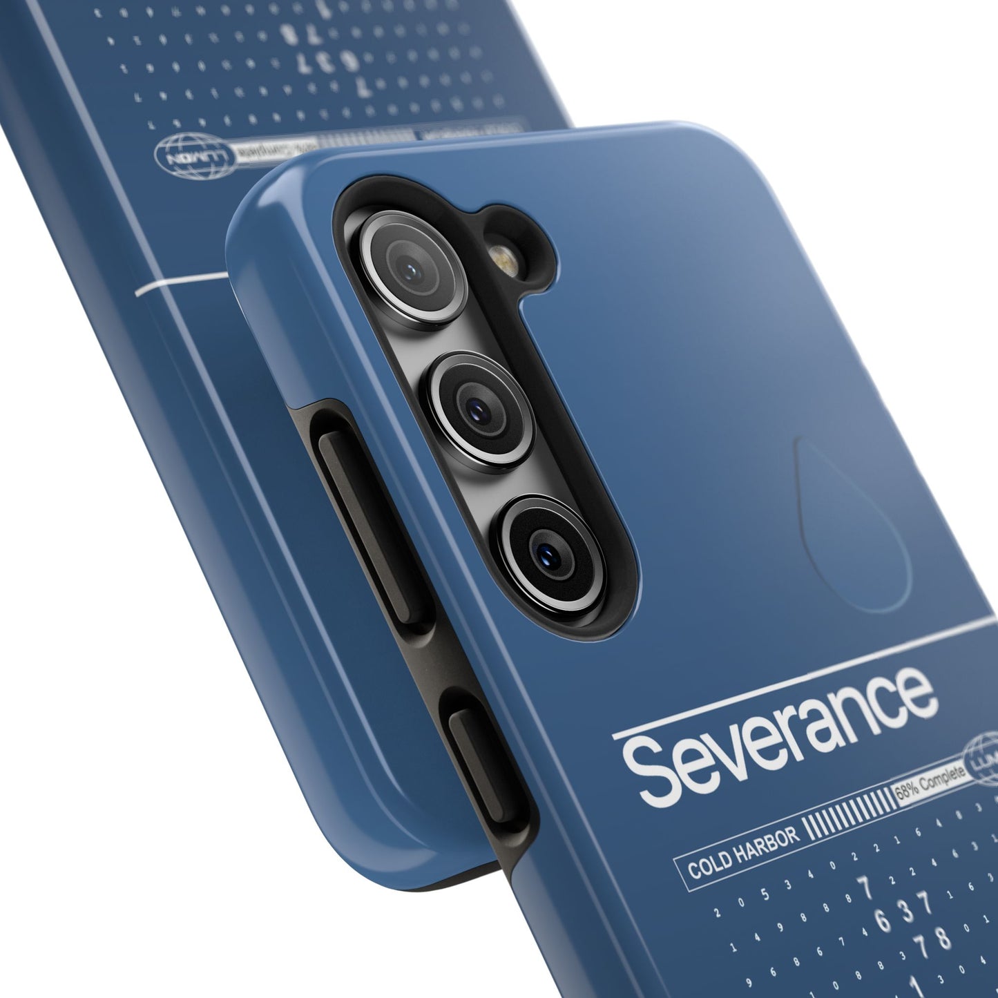 Severance Inspired Phone Case Cold Harbor Corporate Blue Design