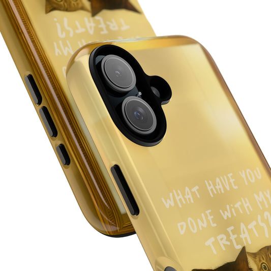 “What Have You Done With My Treats?” Cat Phone Case – Mirror Cat Design