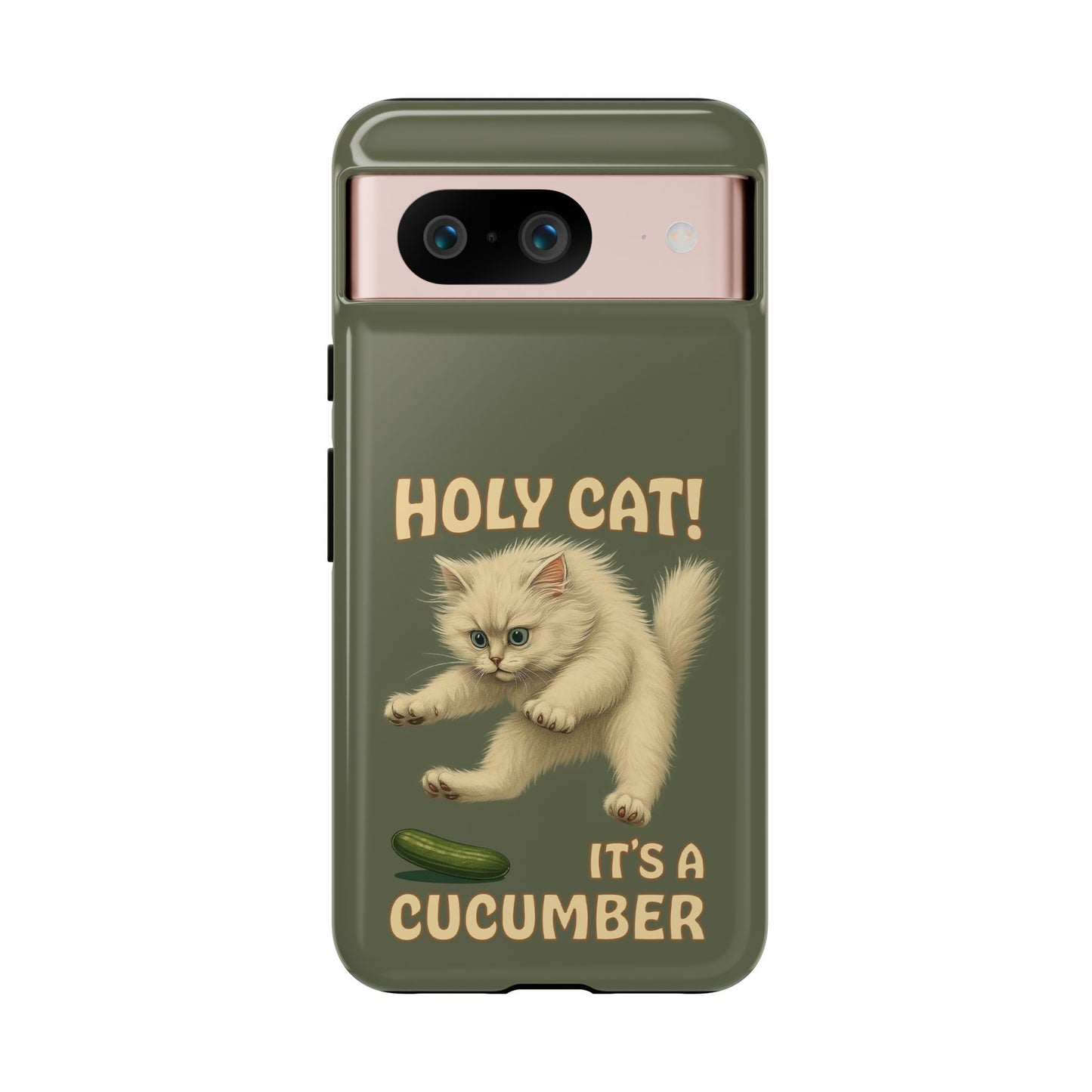 Holy Cat! It's a Cucumber – Funny Jumping Cat Phone Case