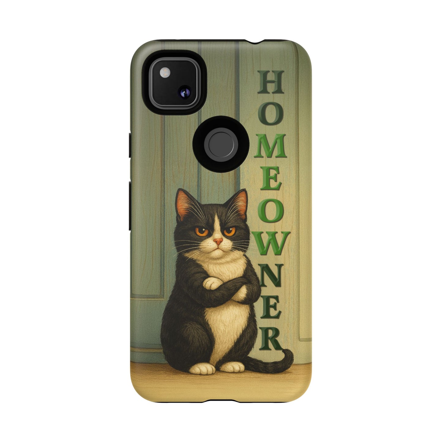 Proud Cat Homeowner Phone Case – Funny Black & White Cat Design