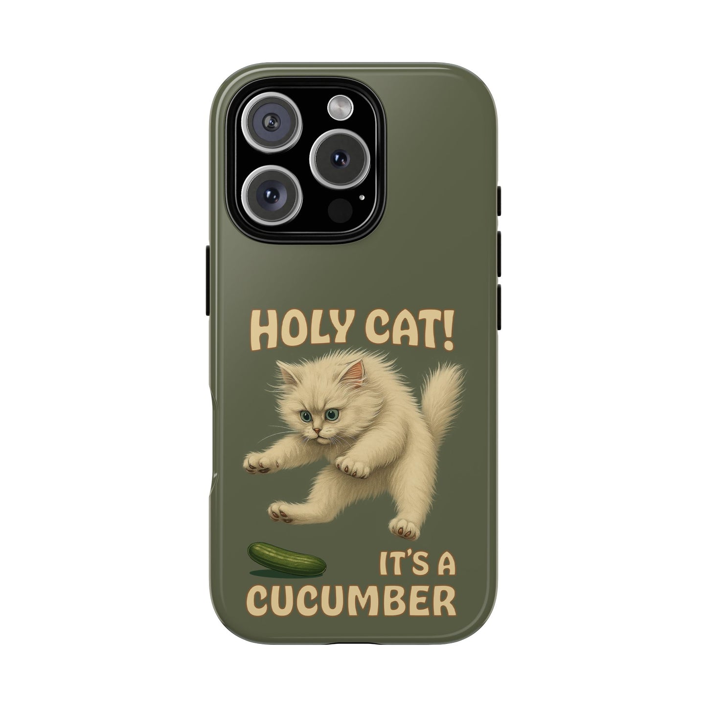 Holy Cat! It's a Cucumber – Funny Jumping Cat Phone Case