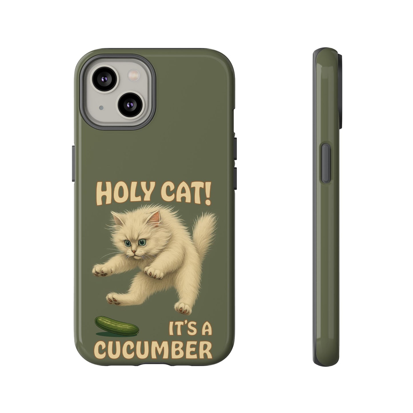Holy Cat! It's a Cucumber – Funny Jumping Cat Phone Case