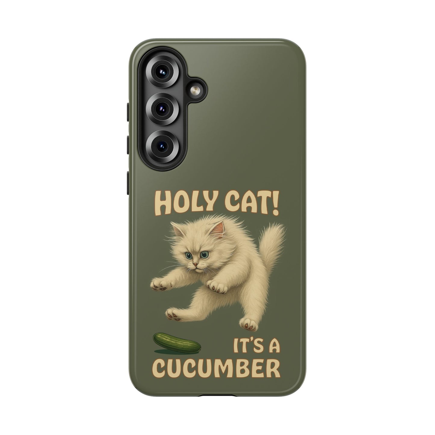 Holy Cat! It's a Cucumber – Funny Jumping Cat Phone Case