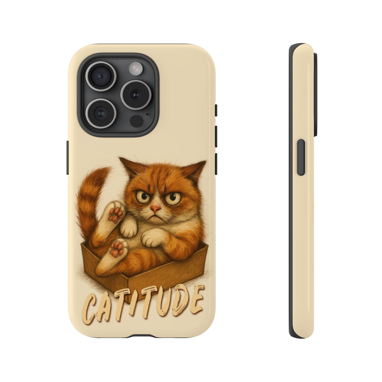 Grumpy Ginger Cat Phone Case CATITUDE in a Box