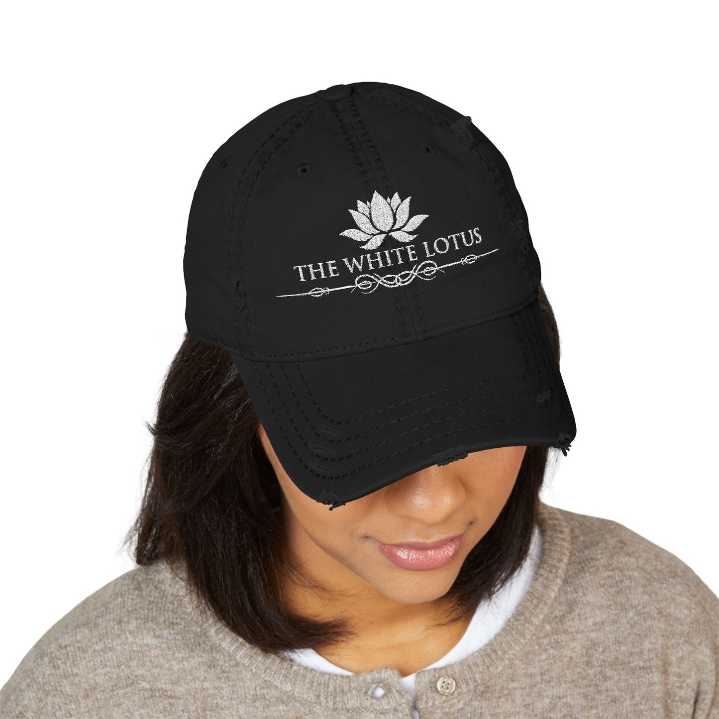 Embroidered Baseball Cap The White Lotus Distressed Beach Resort Apparel