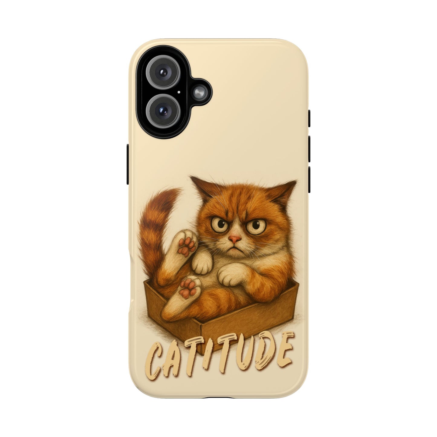 Grumpy Ginger Cat Phone Case CATITUDE in a Box