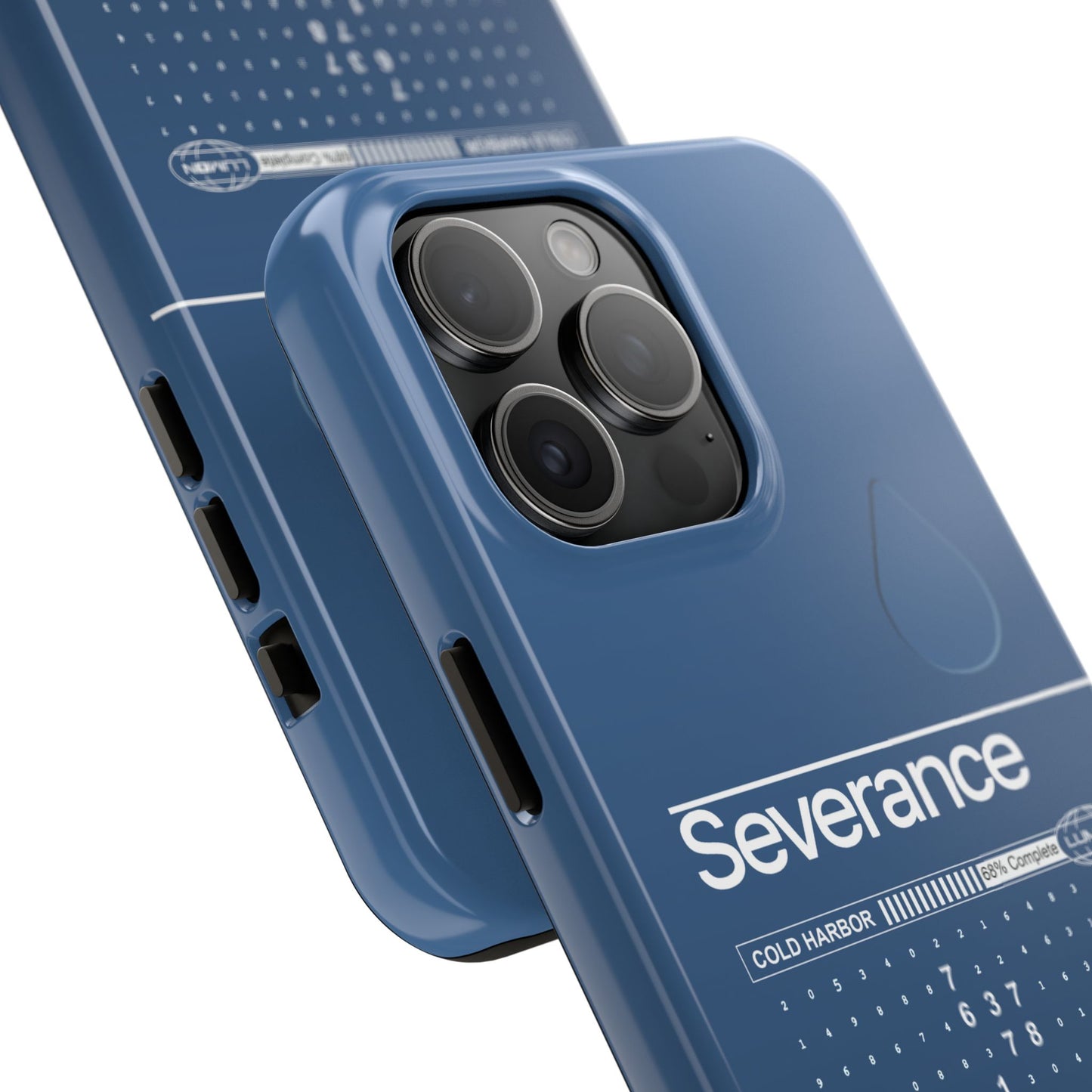 Severance Inspired Phone Case Cold Harbor Corporate Blue Design