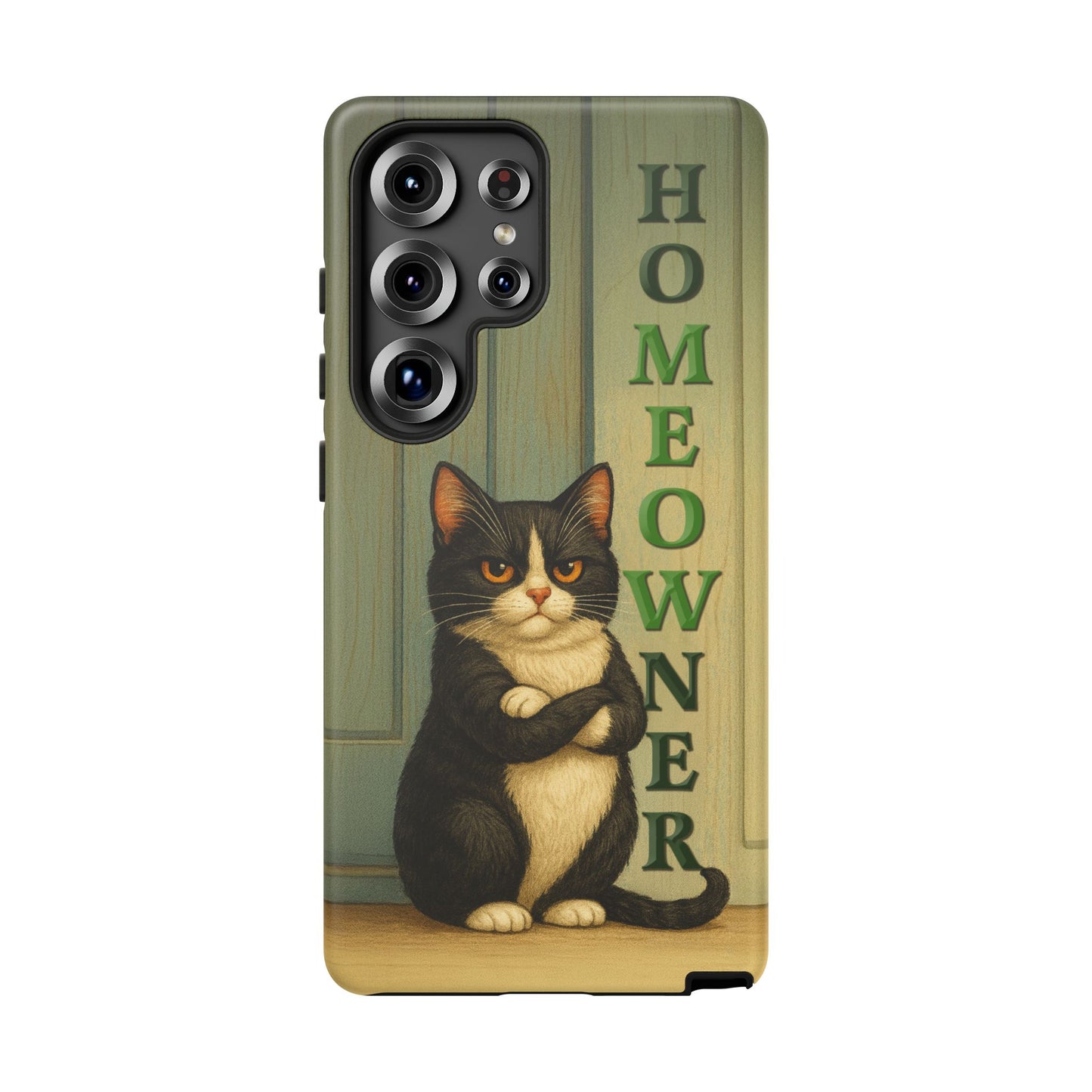 Proud Cat Homeowner Phone Case – Funny Black & White Cat Design