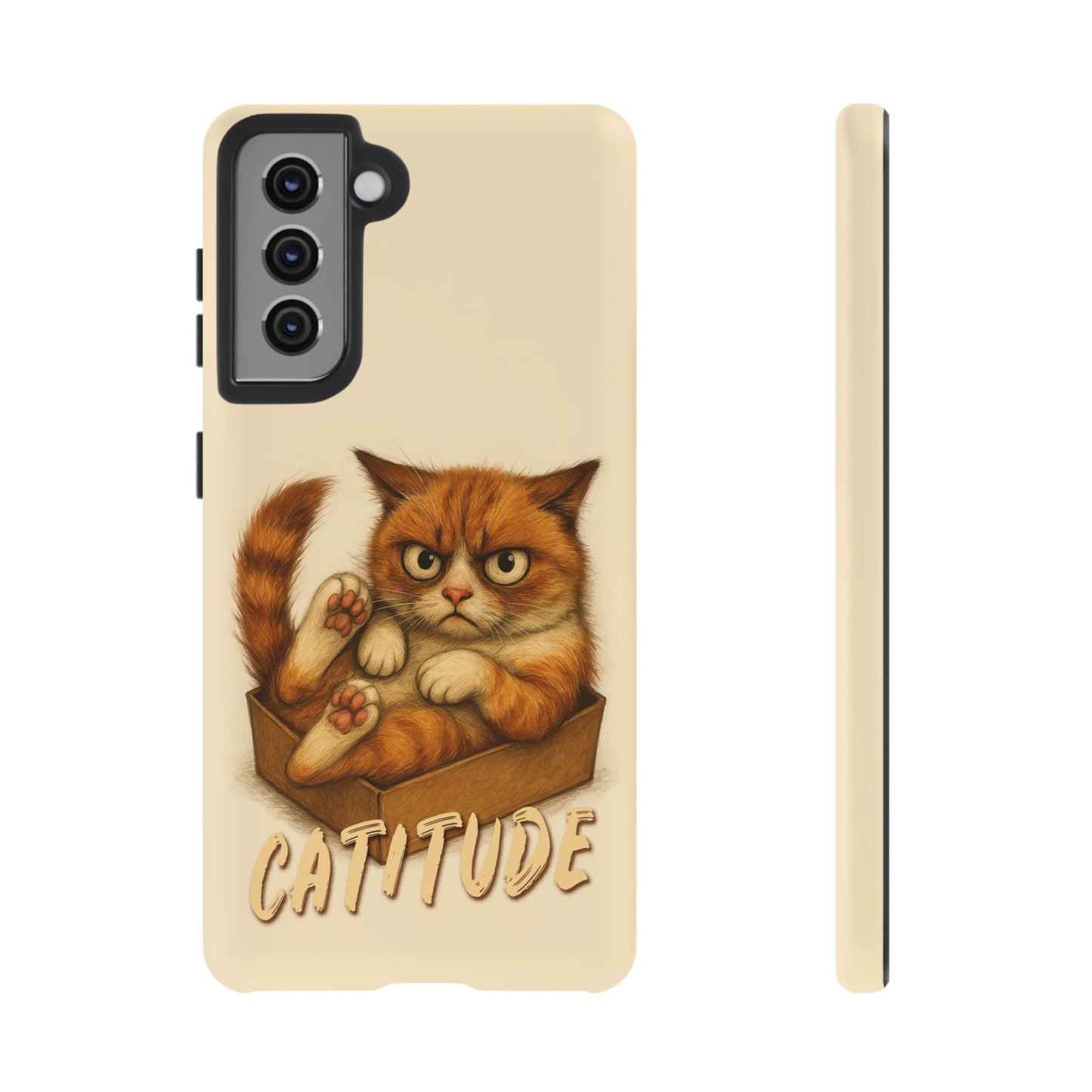 Grumpy Ginger Cat Phone Case CATITUDE in a Box