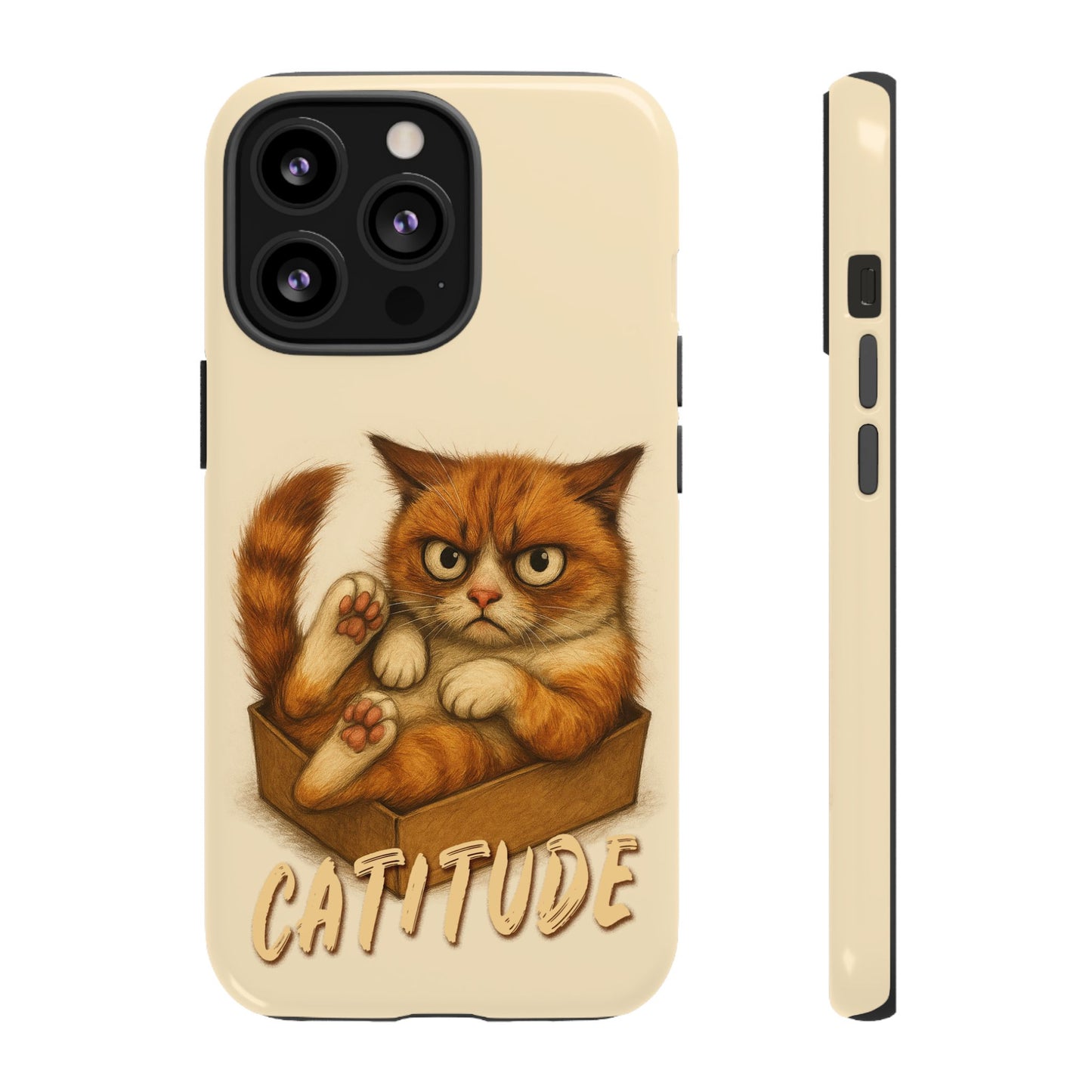 Grumpy Ginger Cat Phone Case CATITUDE in a Box