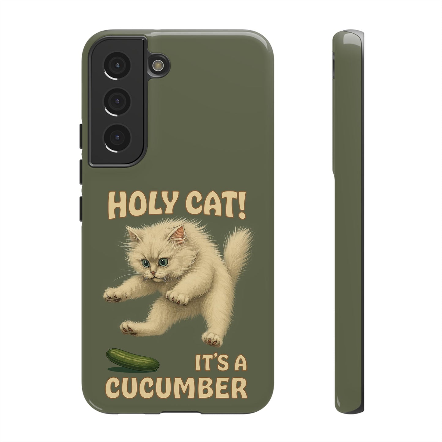 Holy Cat! It's a Cucumber – Funny Jumping Cat Phone Case