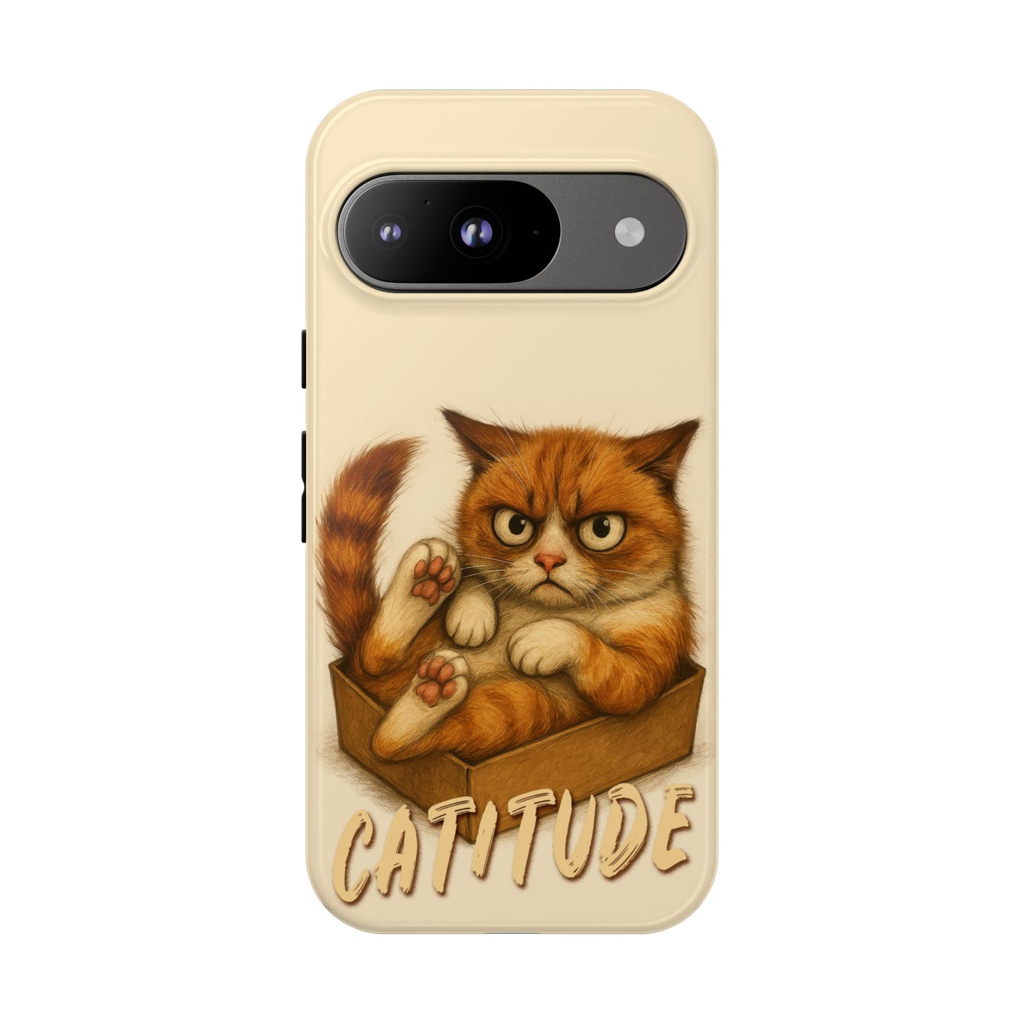 Grumpy Ginger Cat Phone Case CATITUDE in a Box
