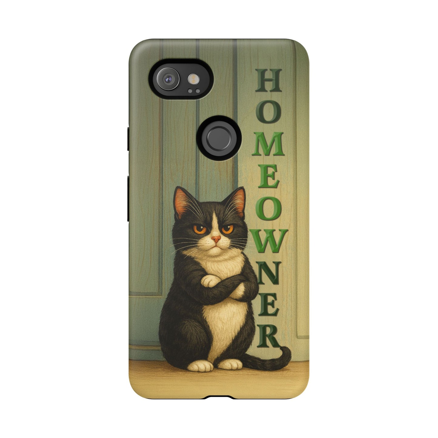 Proud Cat Homeowner Phone Case – Funny Black & White Cat Design