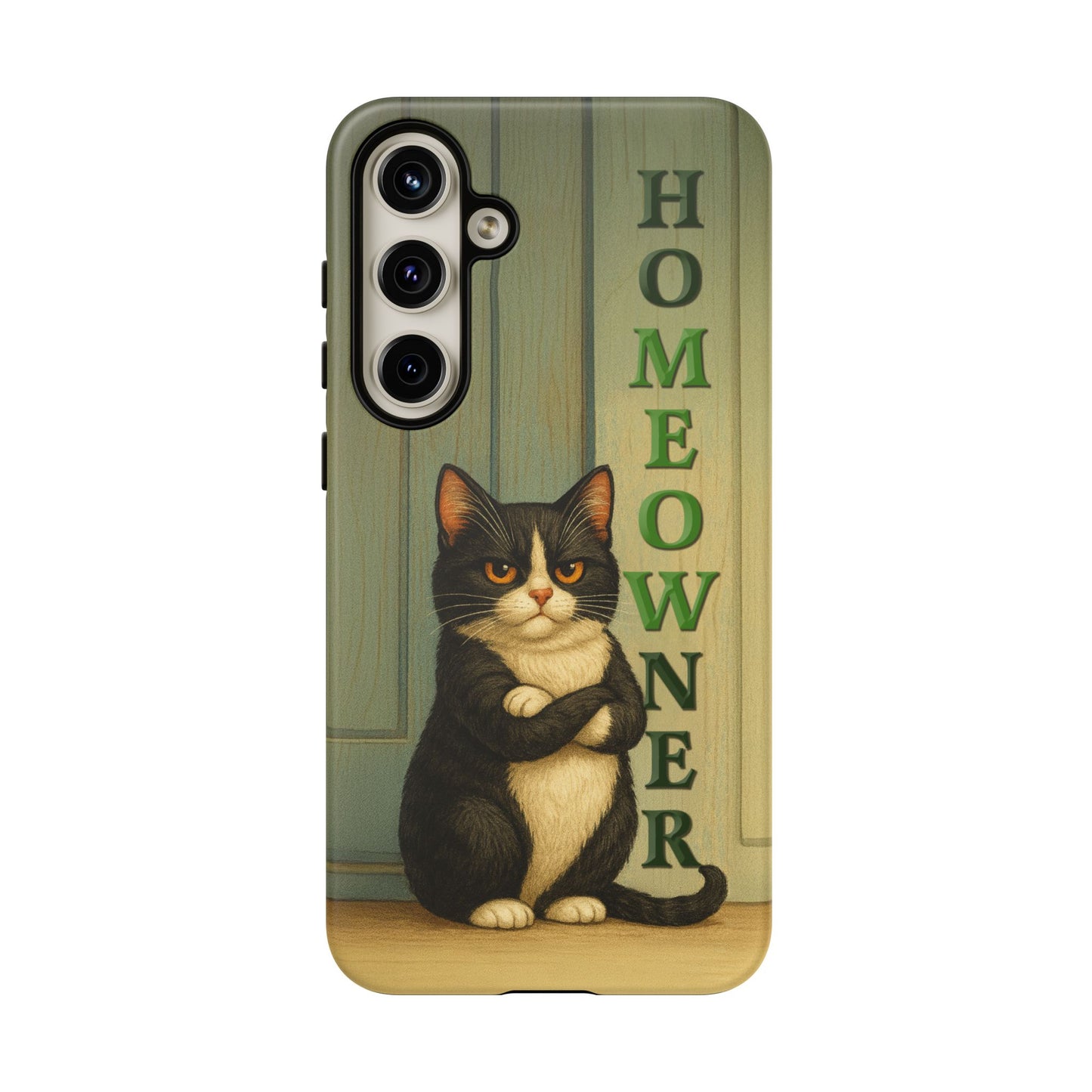 Proud Cat Homeowner Phone Case – Funny Black & White Cat Design
