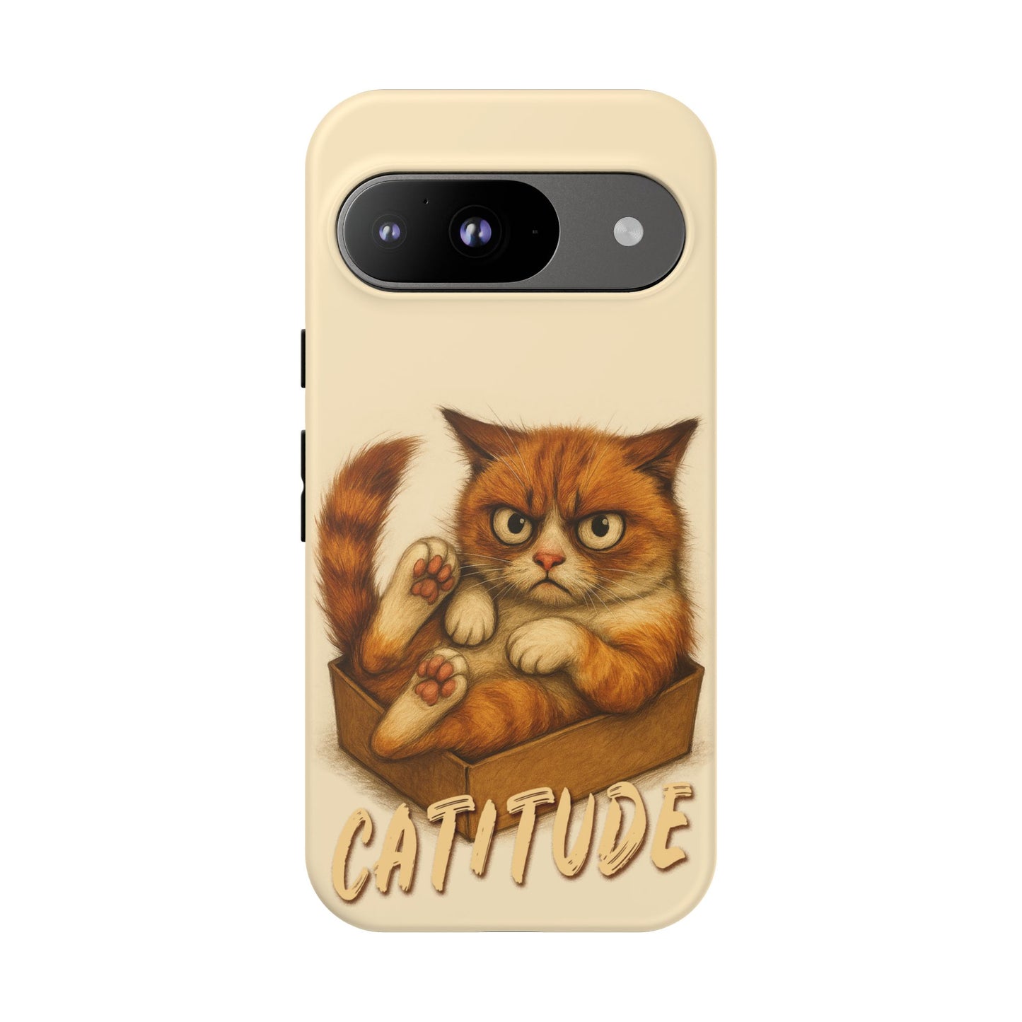 Grumpy Ginger Cat Phone Case CATITUDE in a Box