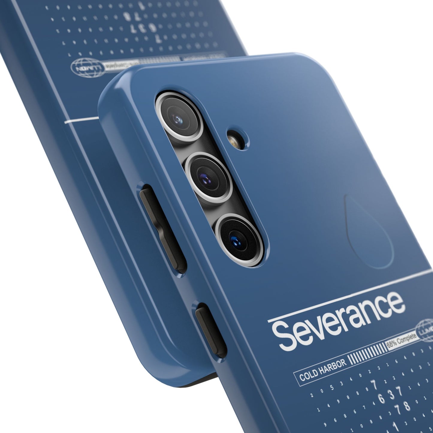 Severance Inspired Phone Case Cold Harbor Corporate Blue Design