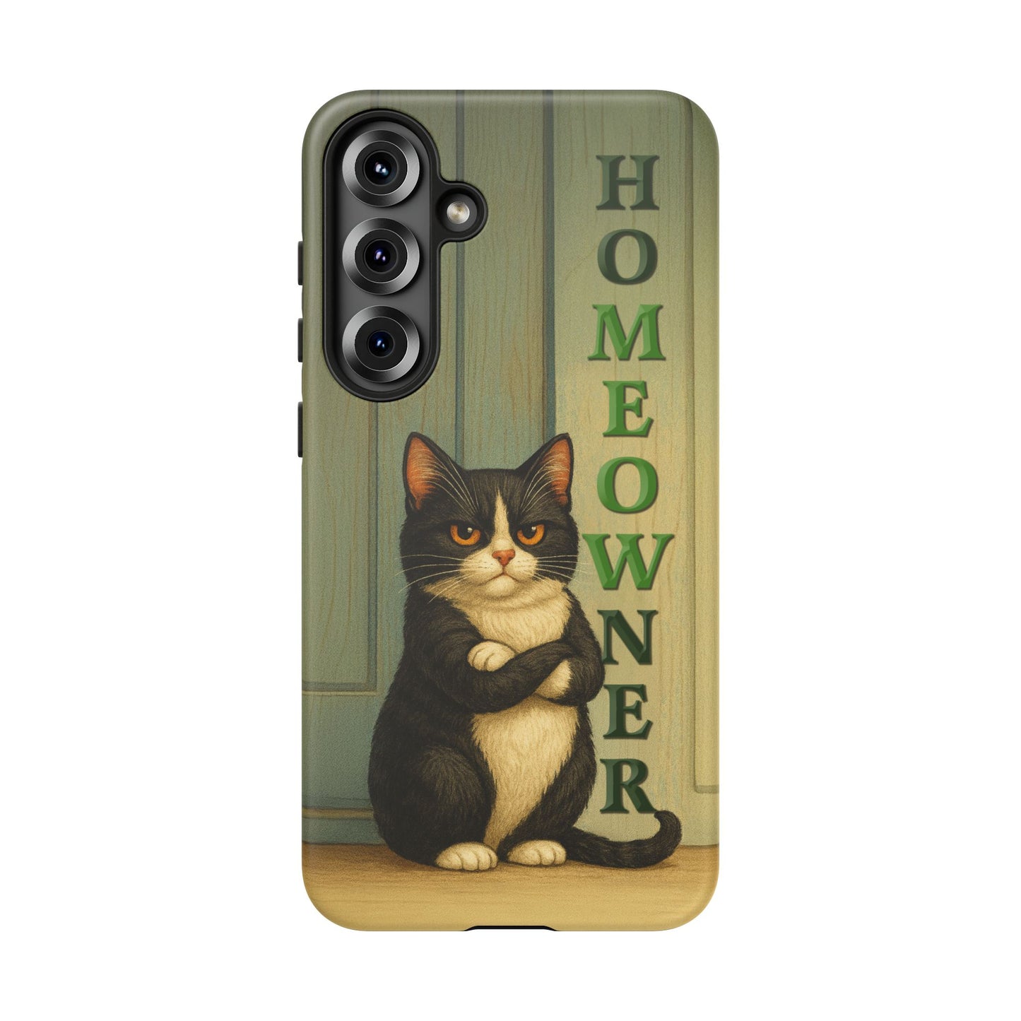 Proud Cat Homeowner Phone Case – Funny Black & White Cat Design