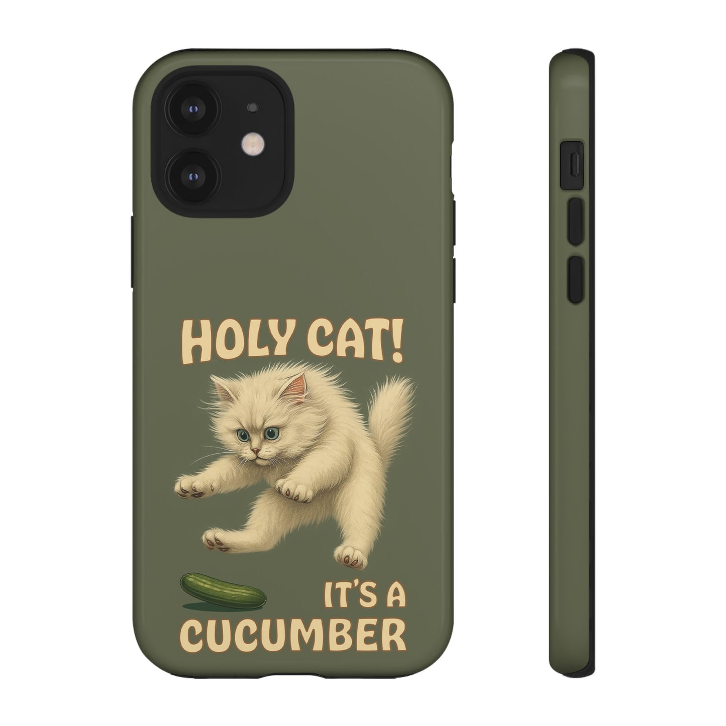 Holy Cat! It's a Cucumber – Funny Jumping Cat Phone Case
