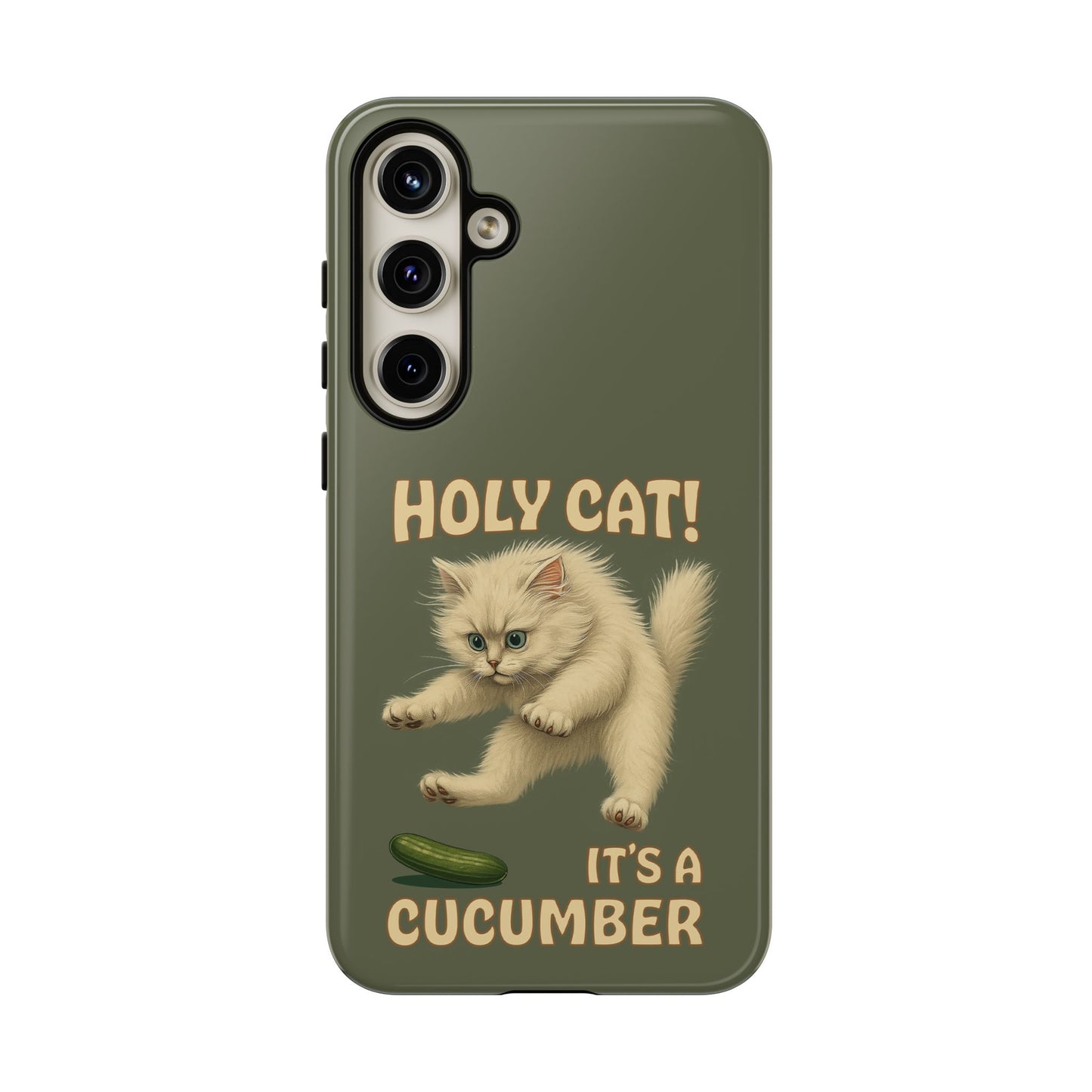 Holy Cat! It's a Cucumber – Funny Jumping Cat Phone Case