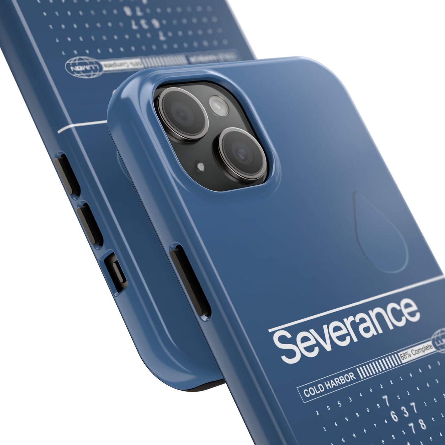 Severance Inspired Phone Case Cold Harbor Corporate Blue Design