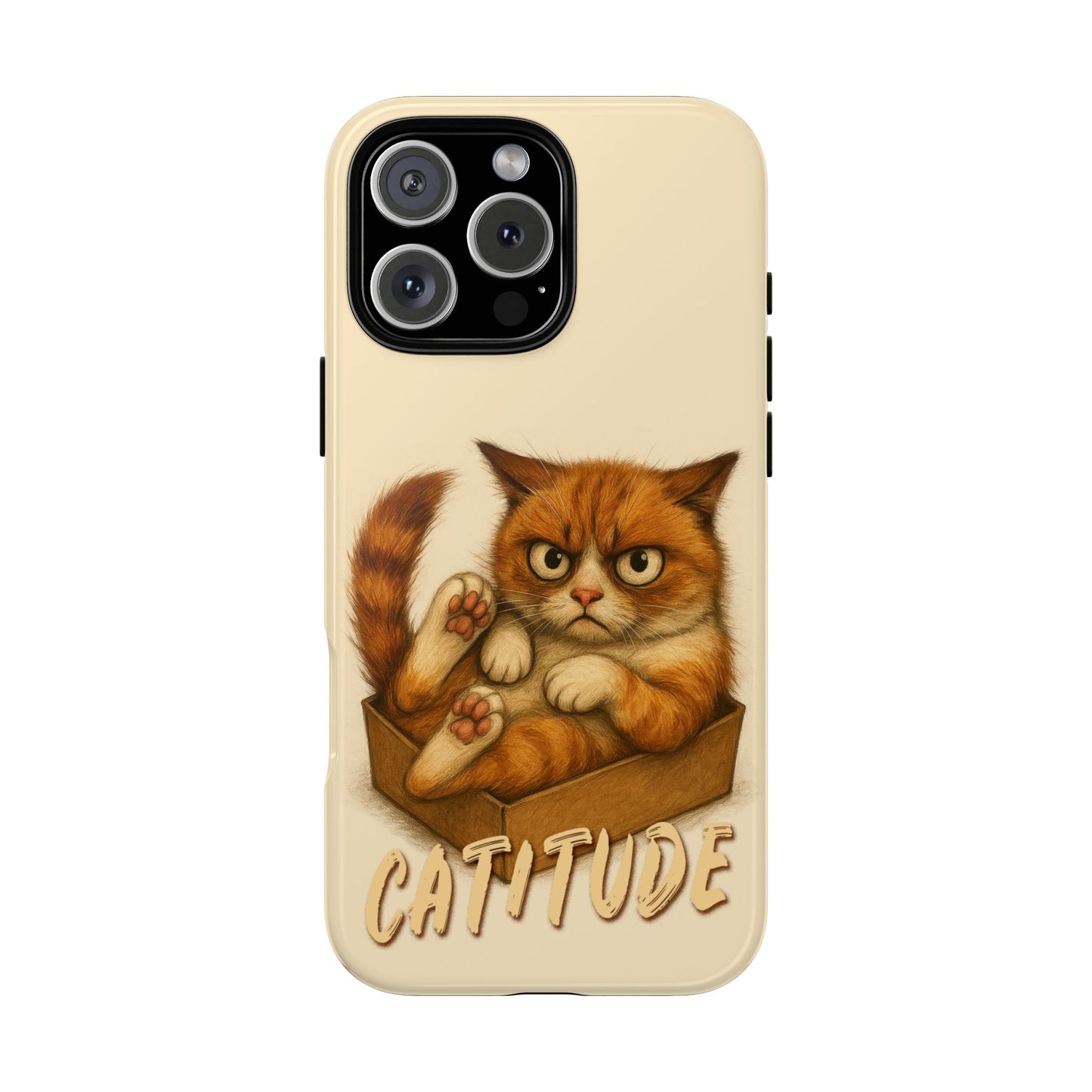 Grumpy Ginger Cat Phone Case CATITUDE in a Box