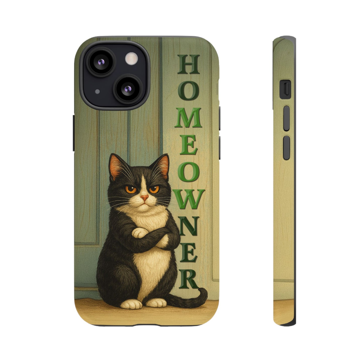 Proud Cat Homeowner Phone Case – Funny Black & White Cat Design