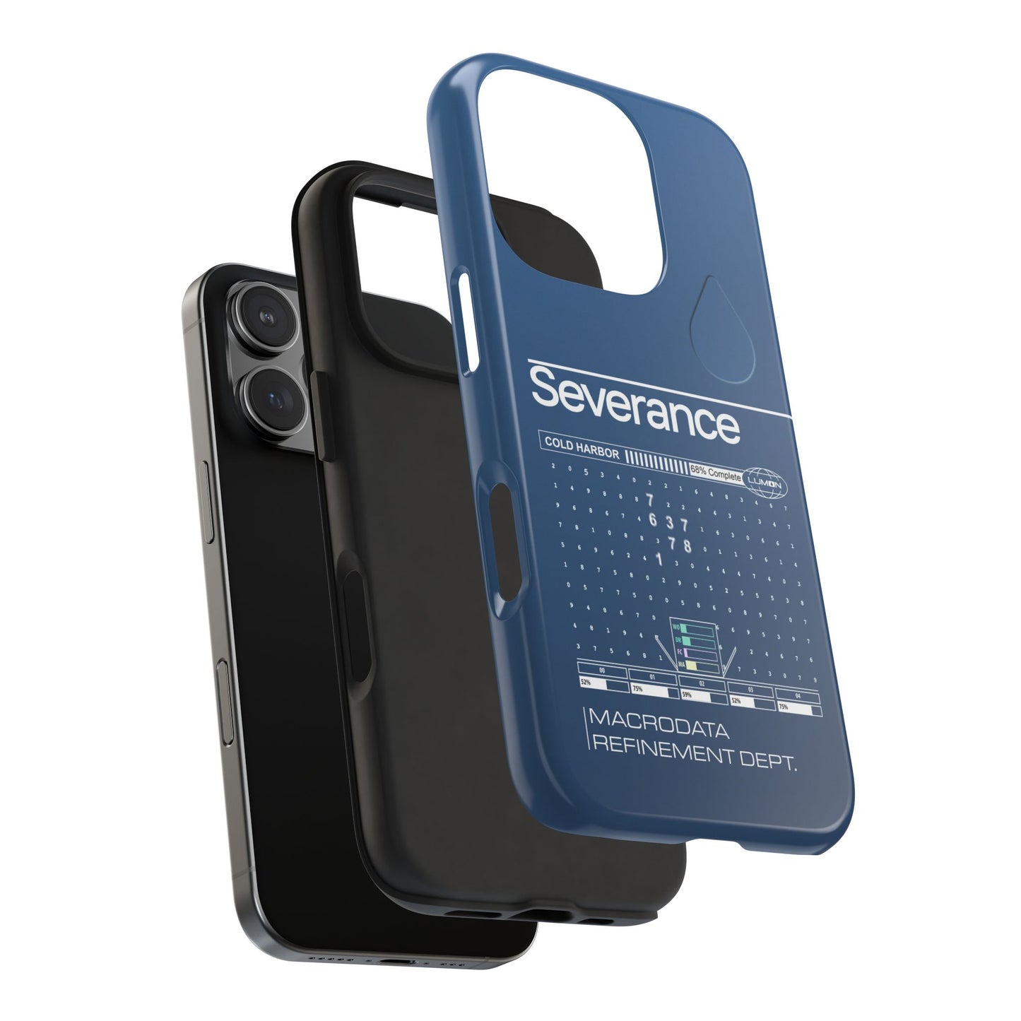 Severance Inspired Phone Case Cold Harbor Corporate Blue Design