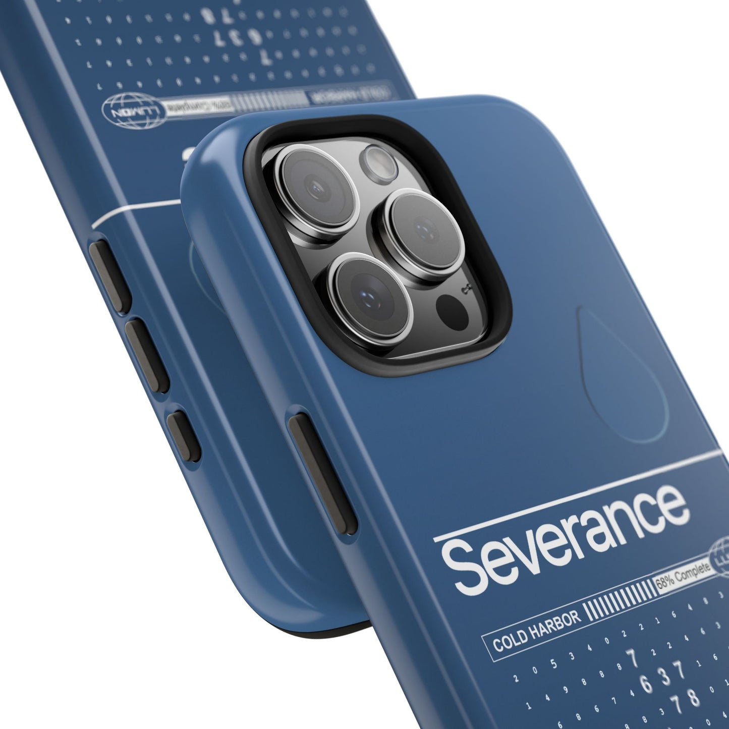 Severance Inspired Phone Case Cold Harbor Corporate Blue Design