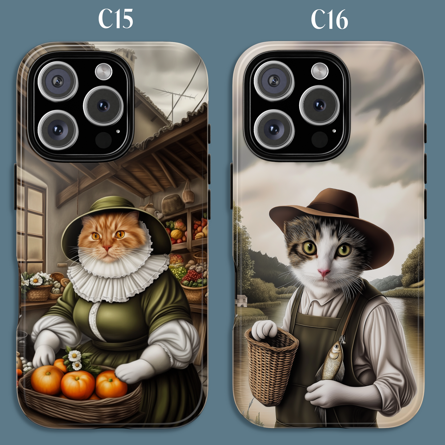 Custom Cat Portraiture Phone Case Vintage Character