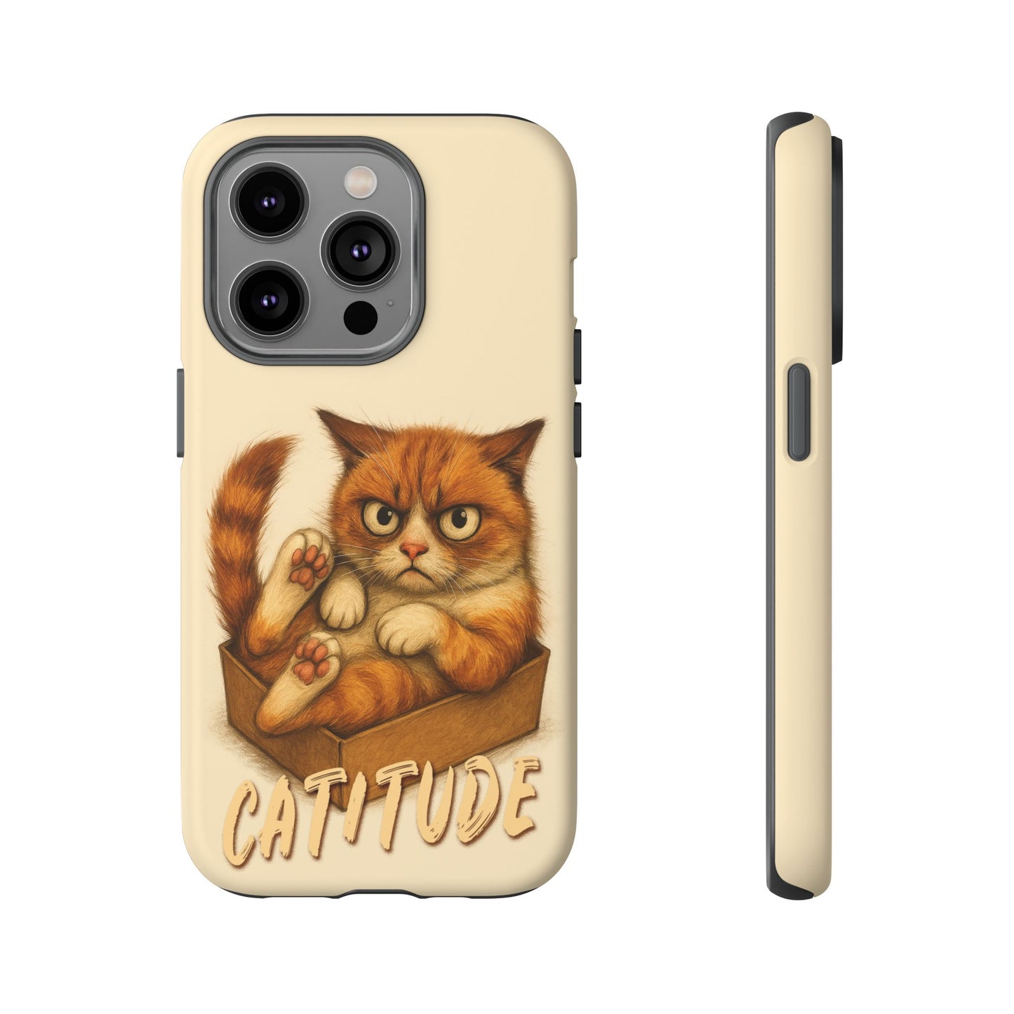 Grumpy Ginger Cat Phone Case CATITUDE in a Box