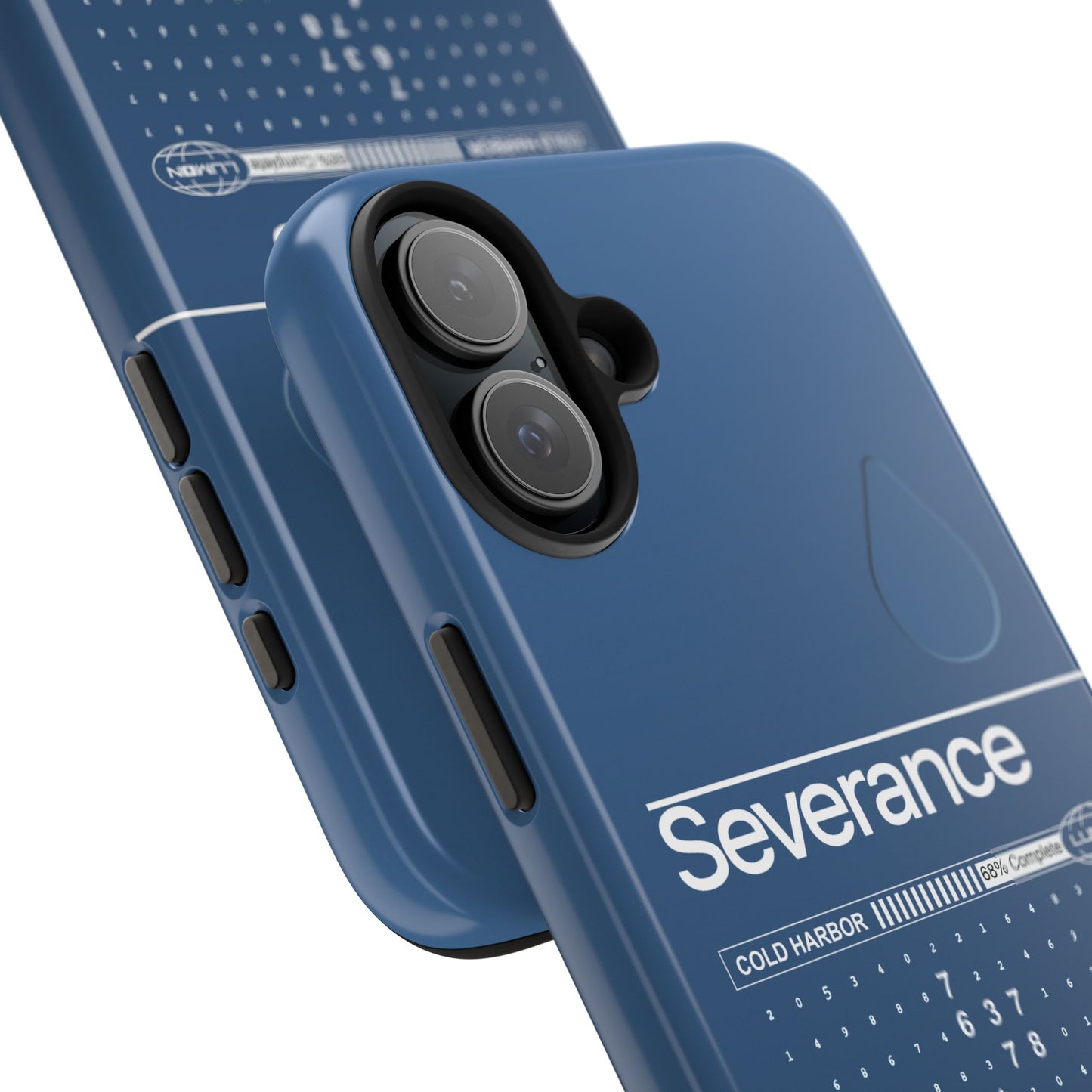 Severance Inspired Phone Case Cold Harbor Corporate Blue Design