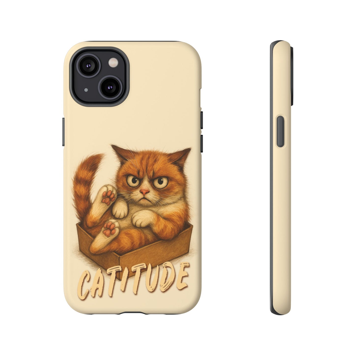 Grumpy Ginger Cat Phone Case CATITUDE in a Box