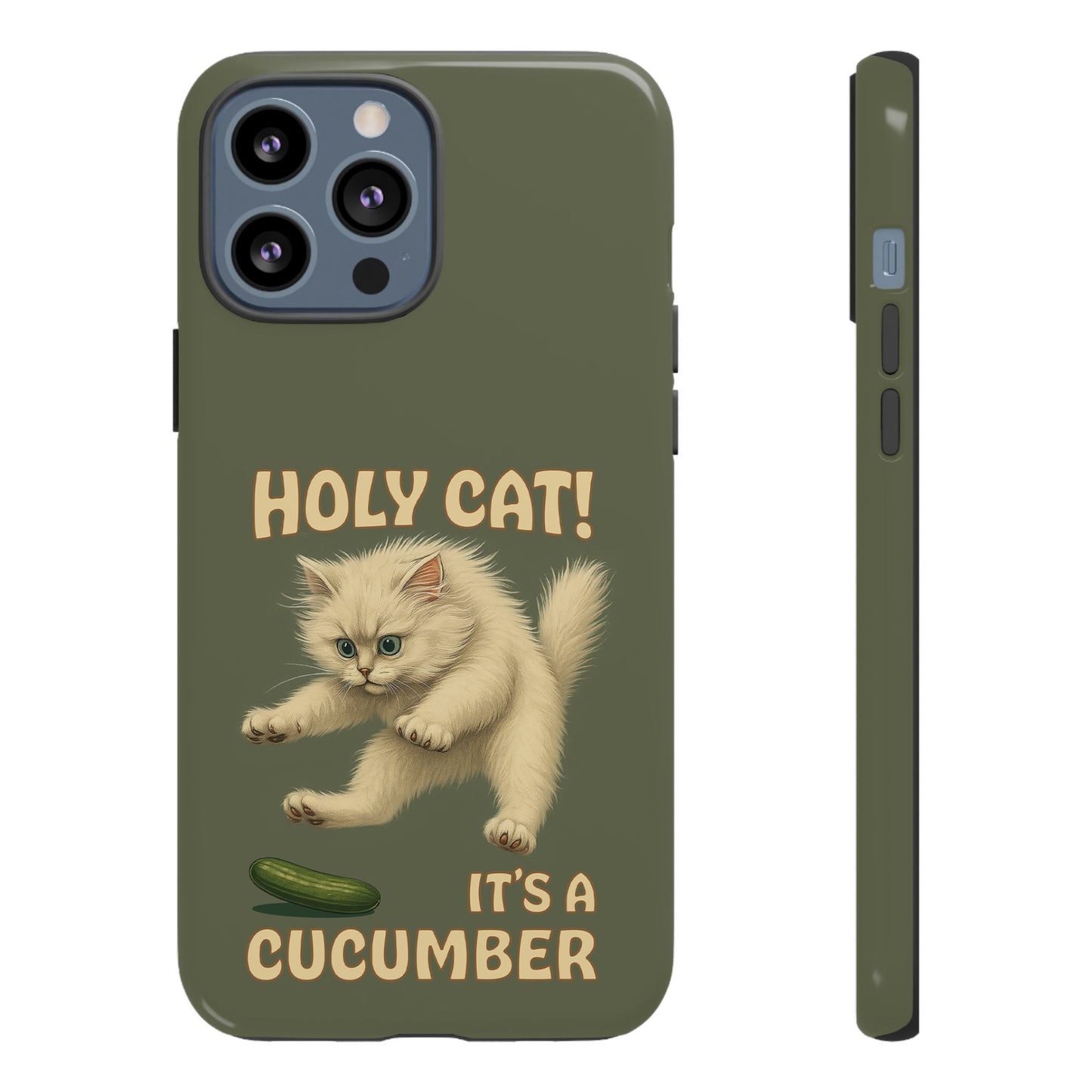 Holy Cat! It's a Cucumber – Funny Jumping Cat Phone Case