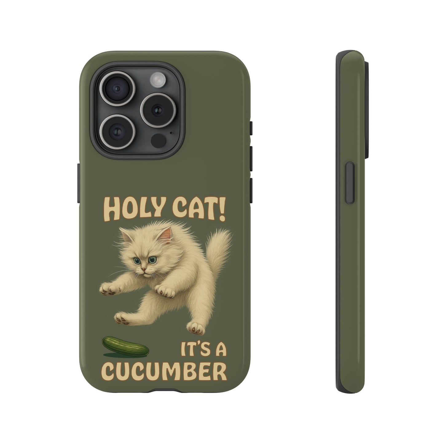 Holy Cat! It's a Cucumber – Funny Jumping Cat Phone Case