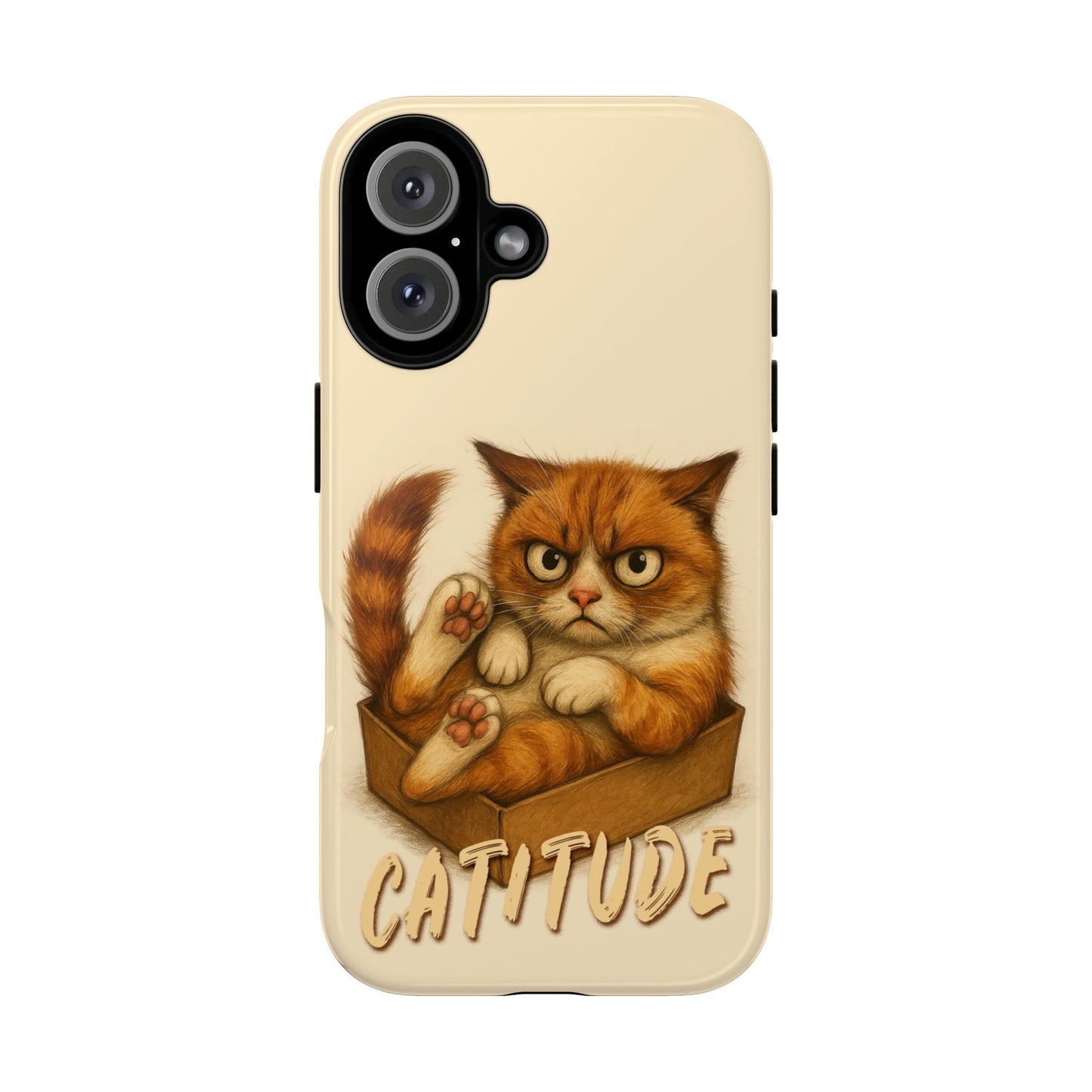 Grumpy Ginger Cat Phone Case CATITUDE in a Box