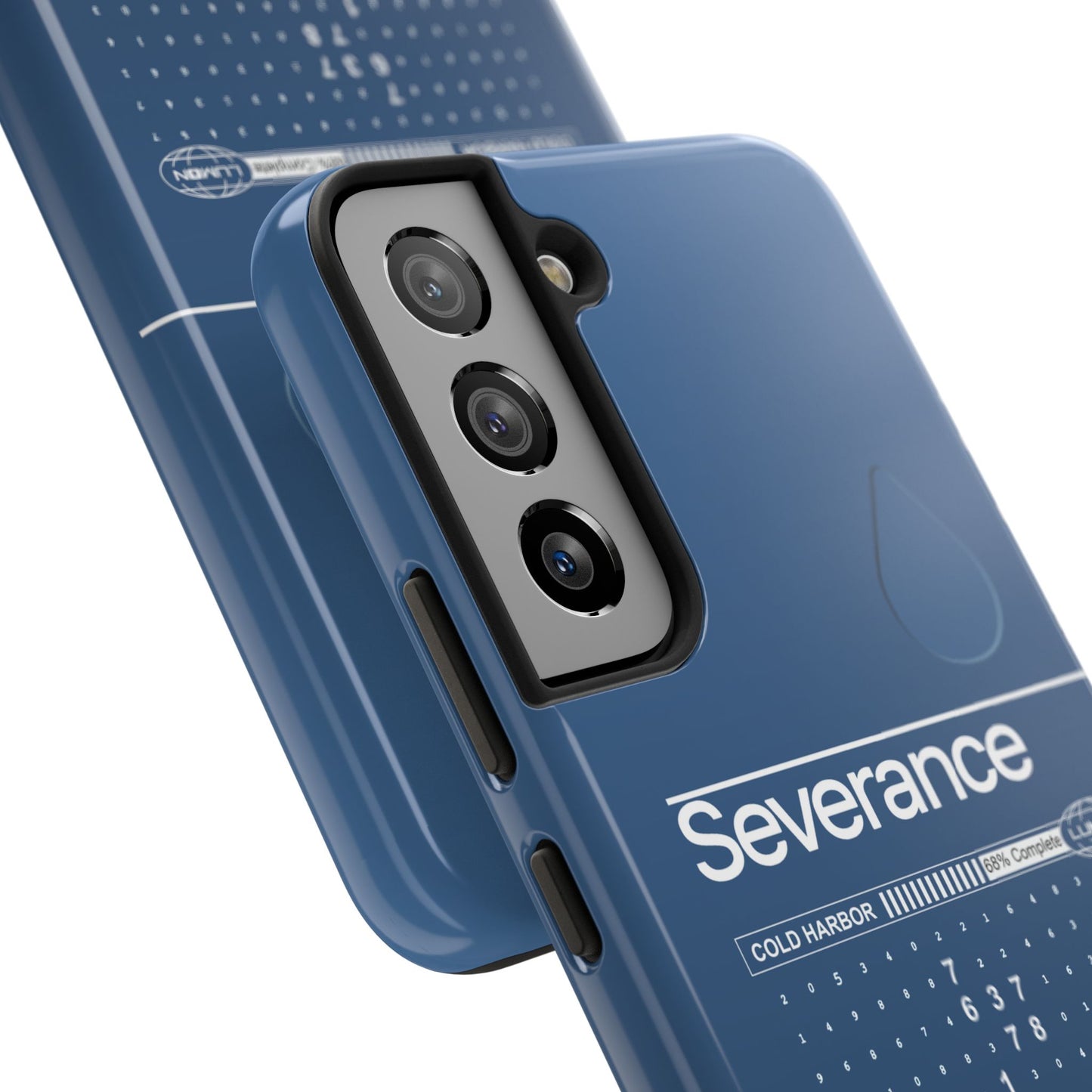 Severance Inspired Phone Case Cold Harbor Corporate Blue Design